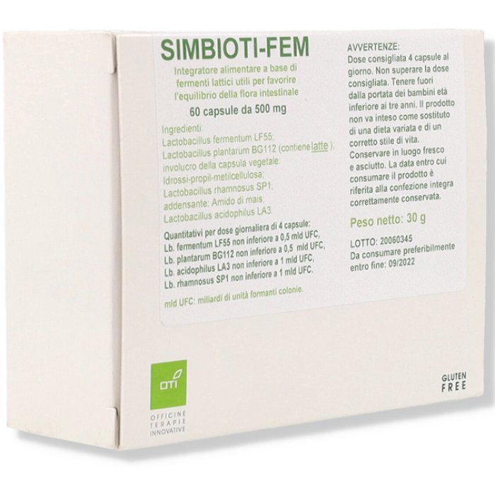 Simbioti Fem OTI 60 Capsule Integratore Probiotico Donna per Benessere Intestinale ed Equilibrio della Flora Vaginale