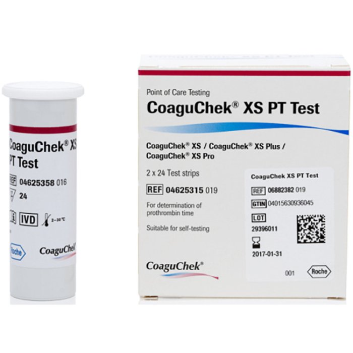 Strips Test CoaguChek XS per Controllo Tempo di Protrombina e Coagulazione del Sangue, Confezione 48 Strisce