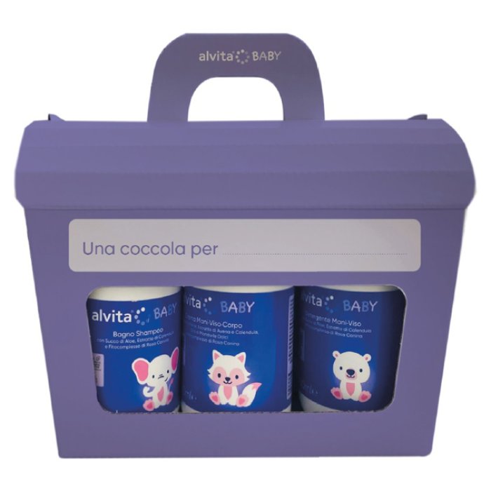 Alvita Cofanetto Baby Bagno Shampoo + Crema + Detergente + Pasta + Salviette