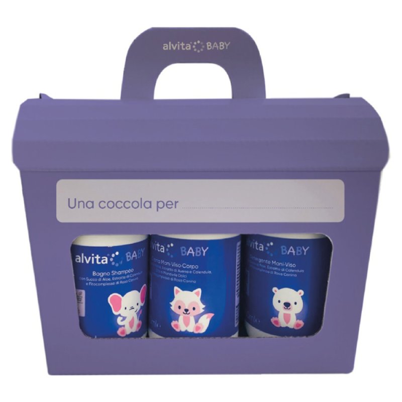 Alvita Cofanetto Baby Bagno Shampoo + Crema + Detergente + Pasta + Salviette