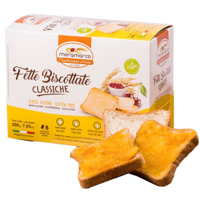 Moramarco Fette Biscottate Classiche 200 g Croccanti Ideali per Colazione e Merenda