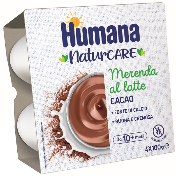 Humana merenda cacao 4x100 g - merenda latte e cacao per bambini
