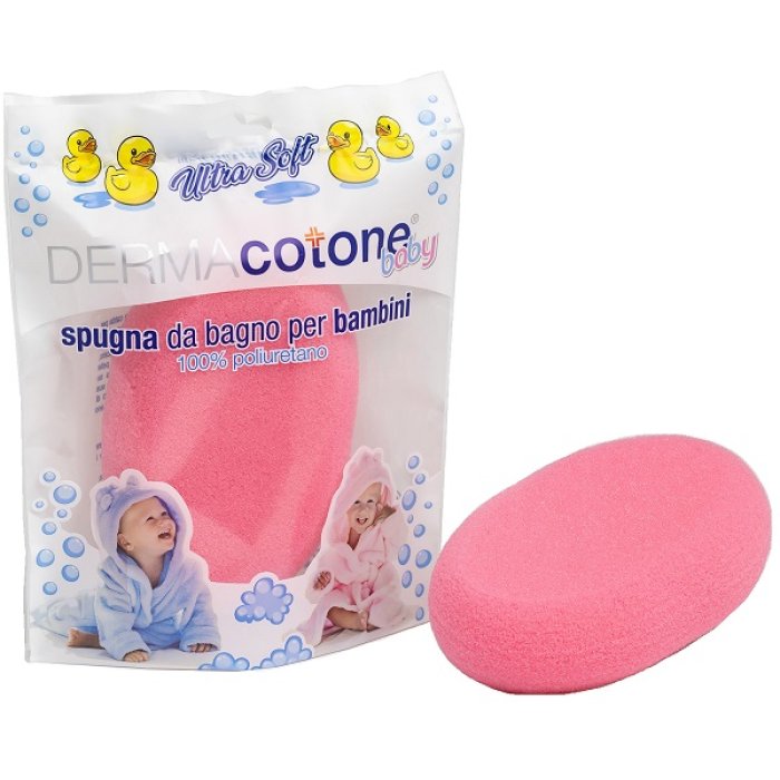Dermacotone Spugna Rosa Ultra Morbida per Bambini e Neonati, Spugna da Bagno Delicata per Pelli Sensibili