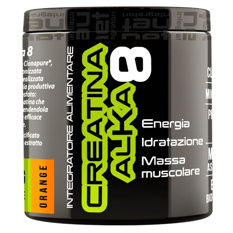 Creatina Alka 8 gusto arancia 200 g - integratore di creatina tamponata per performance e forza muscolare
