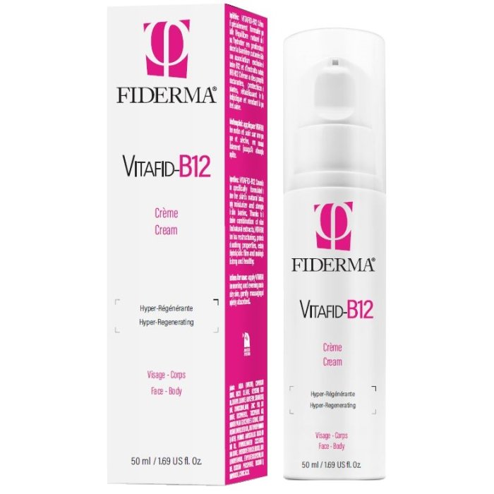 Fiderma B12 Crema 50 ml – Crema Lenitiva alla Vitamina B12 per Pelle Secca e Sensibile Viso e Corpo