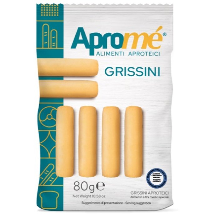 Apromé Grissini 80g - Grissini Aproteici per Insufficienza Renale, Fenilchetonuria e Parkinson