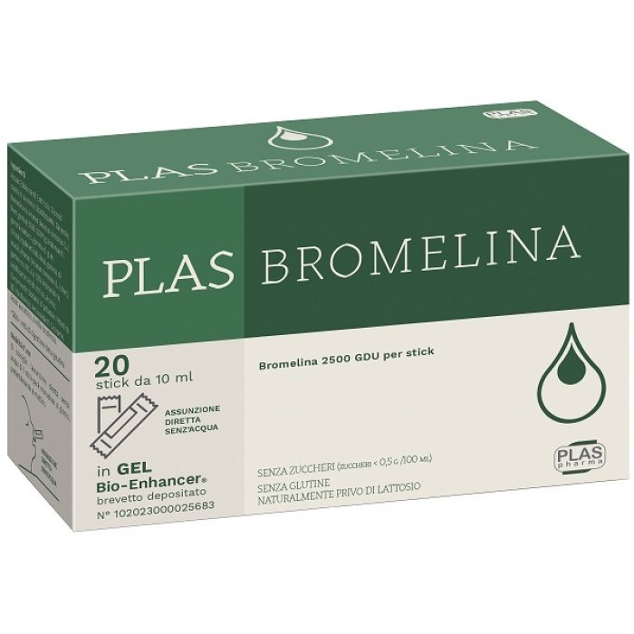Plas Bromelina - Integratore per il drenaggio dei liquidi e la funzionalità del microcircolo 20 Stick 10ml