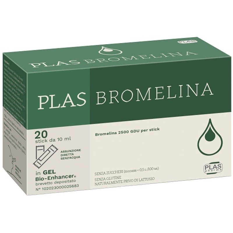 Plas Bromelina - Integratore per il drenaggio dei liquidi e la funzionalità del microcircolo 20 Stick 10ml