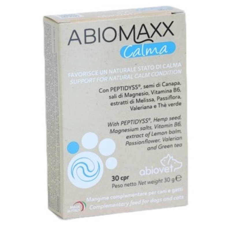 Abiomaxx Calma 30 Compresse Integratore Naturale per Rilassamento, Benessere Mentale e Riduzione dello Stress