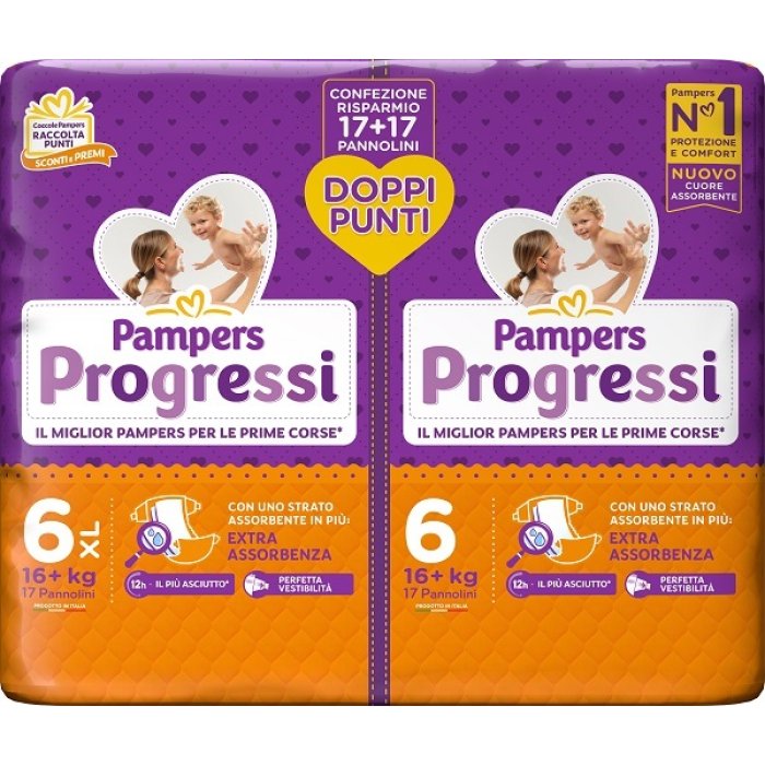 Fater Pampers Progressi Pannolino Extralarge Pacco Doppio 34 Pezzi