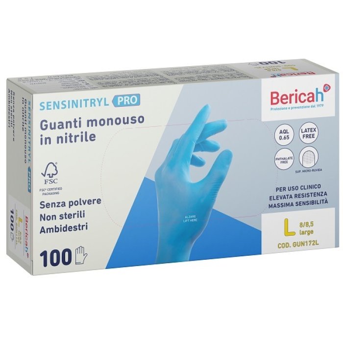 Guanti nitrile L 100 pezzi Sensinit Pro - guanti monouso senza polvere