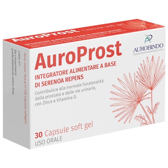 Aurobindo Pharma AuroProst Integratore Prostata e Vie Urinarie 30 Capsule Soft