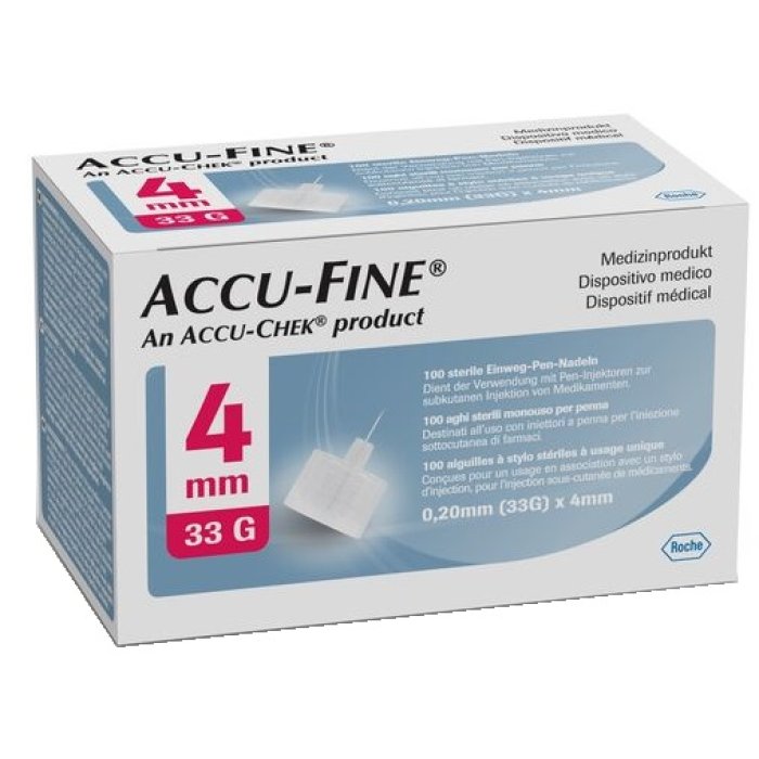 Accu Fine - Aghi Sterili Monouso per Penna 33g 4mm 100pz