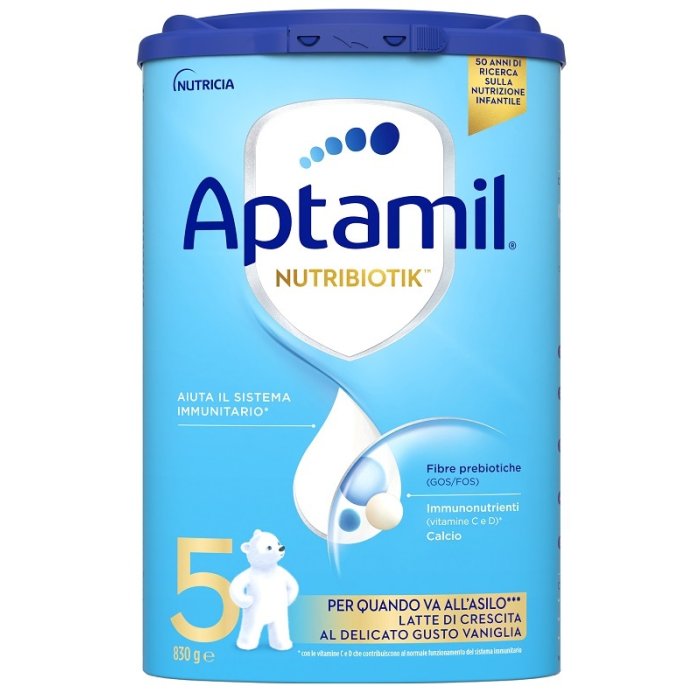 Aptamil 5 Latte di Crescita Latte in Polvere per quando va all'Asilo Gusto Vaniglia 830g