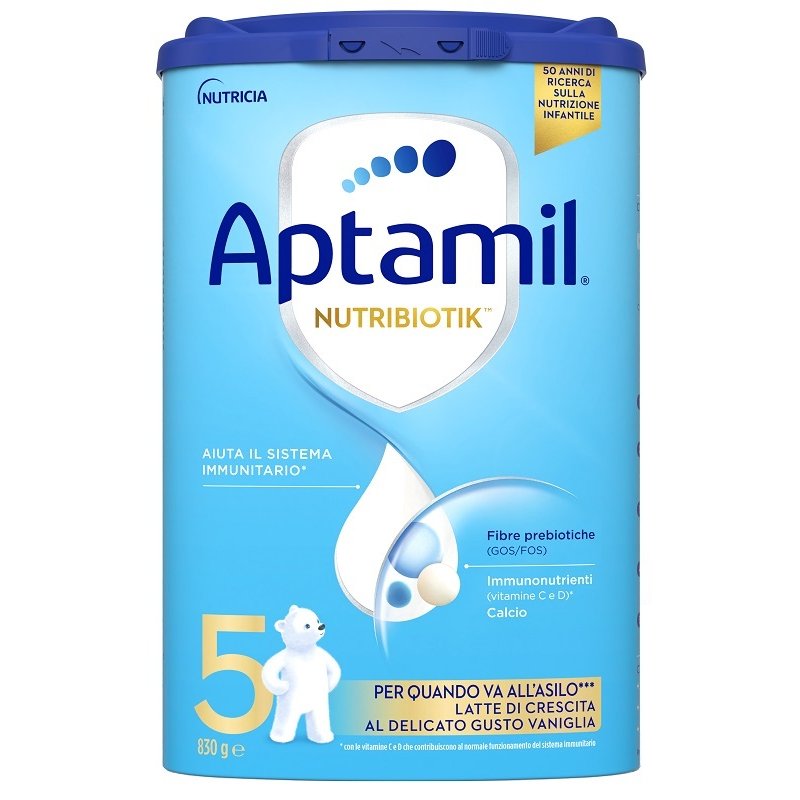 Aptamil 5 Latte di Crescita Latte in Polvere per quando va all'Asilo Gusto Vaniglia 830g