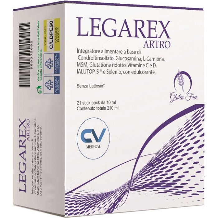 Legarex Artro 21 Stick Integratore per Articolazioni e Cartilagine con Collagene e Vitamina C – 20 Stick Orali