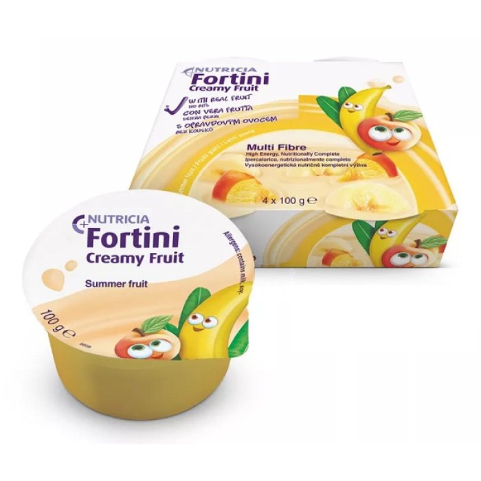 Nutricia Fortini Creamy Fruit Supplemento Nutrizionale Orale Altamente Palatabile Gusto Frutti Gialli 4x100g