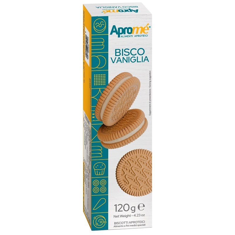 Apromé Biscotti Vaniglia - Aproteici per Insufficienza Renale, Fenilchetonuria e Morbo di Parkinson - 120 g