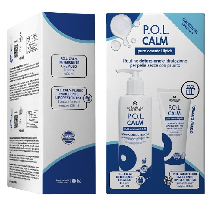 Policalm Detergente Lenitivo 400 ml + Fluido Idratante 100 ml per la Pelle Sensibile – Kit Completo per the Daily Skin Care Viso e Corpo