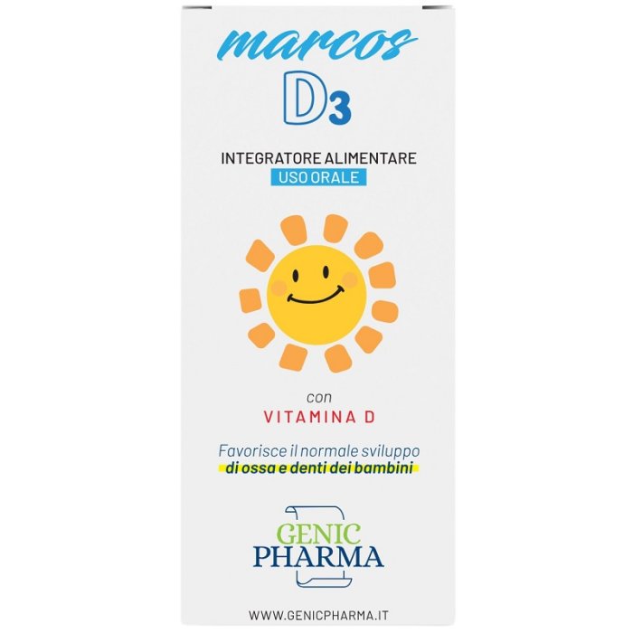 Marcos D3 Gocce 15 ml Integratore di Vitamina D3 ad Alto Dosaggio per Ossa Forti e Sistema Immunitario