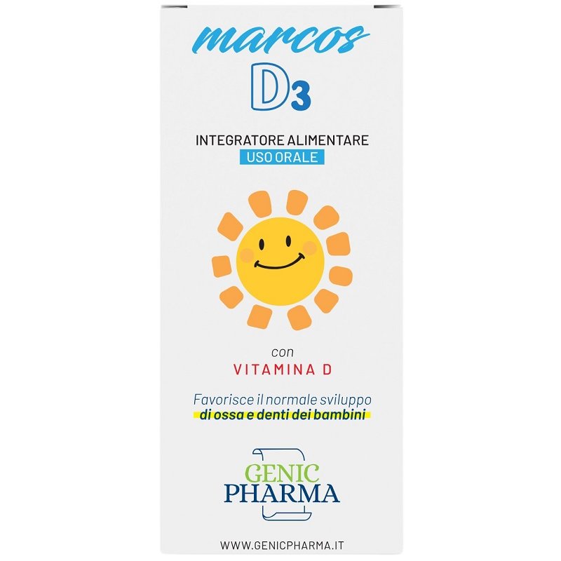 Marcos D3 Gocce 15 ml Integratore di Vitamina D3 ad Alto Dosaggio per Ossa Forti e Sistema Immunitario