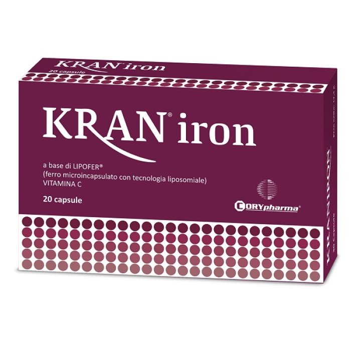 Kran Iron Integratore di Ferro 20 Capsule for Carenza di Ferro and Stanchezza Fisica