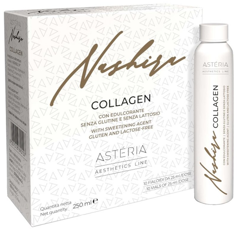 Nashira Collagen Integratore di Collagene Liquido 10 Fiale da 25 Millilitri per Pelle Capelli e Unghie