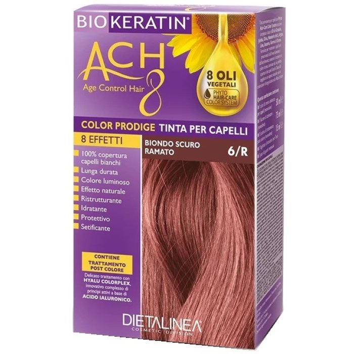 Biokeratin Ach8 Color 6/R Tinta Professionale per Capelli con Cheratina Colore Luminoso e Duraturo