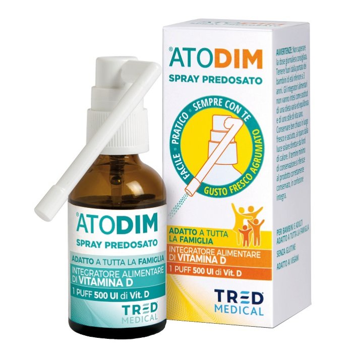 ATODIM Spray Vitamina D 500 unità internazionali 30 ml integratore per ossa und sistema immunitario, ideale per die Kinder und tante esigenze quotidiane
