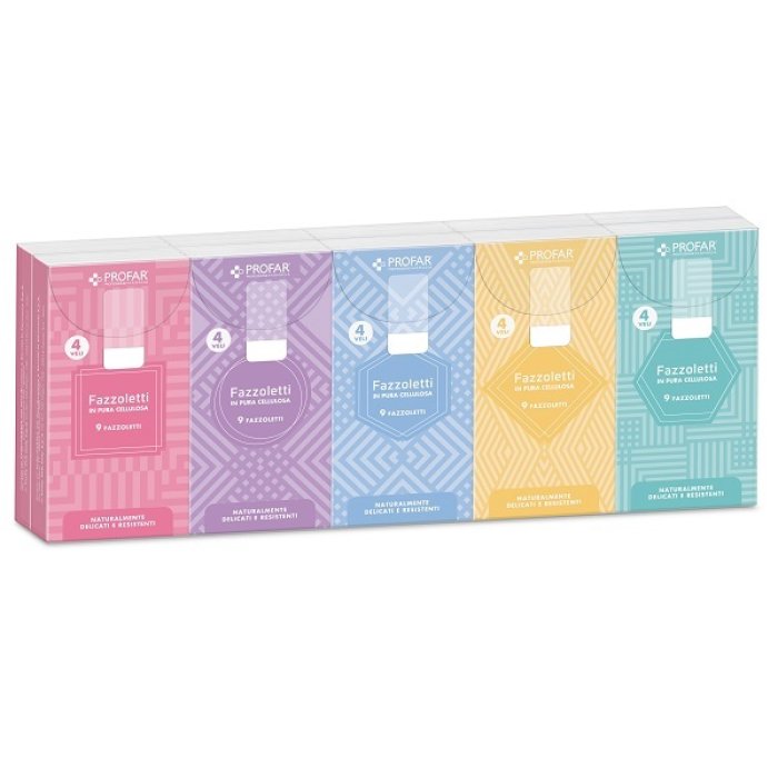 Profar Fazzoletti di Carta 4 Veli Morbidi e Resistenti Confezione 10x9 Pacchetti di Fazzoletti