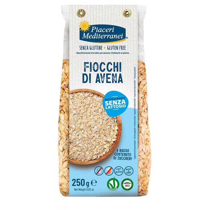 Piaceri Medit Fiocchi di Avena 250 g – Cereali per Colazione Ricchi di Fibre