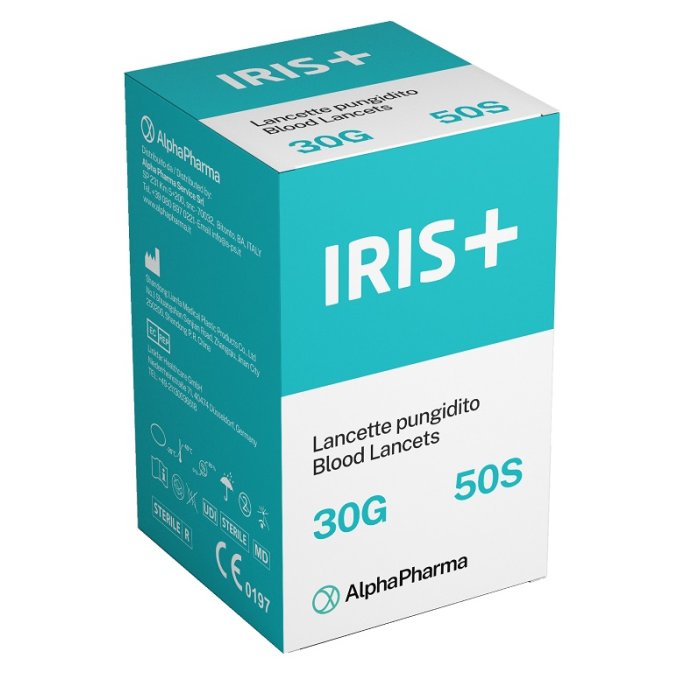 IRIS Plus lancette pungidito sterili monouso per glucometro, confezione da 50 pezzi