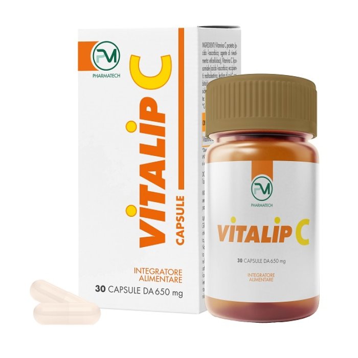 Vitalip C Integratore di Vitamina C 30 Capsule | Supporto Sistema Immunitario Innato and Adaptive | Antiossidante per Stanchezza e Difese Immunitarie