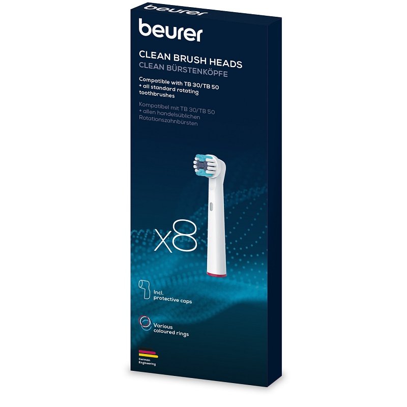 Beurer TB Clean 8 Testine di Ricambio per Spazzolino Elettrico – Set Testine di Pulizia Profonda Clean Beurer TB Clean 8 Testine di Ricambio per Spazzolino Elettrico – Set Testine di Pulizia Profonda Clean