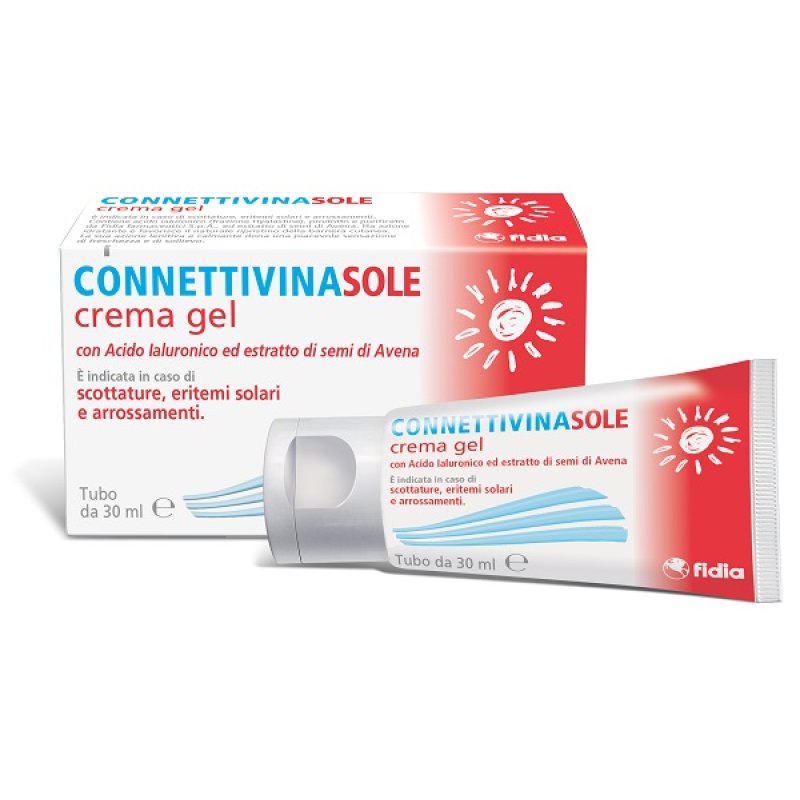 Connettivina Sole Crema 30 grammi Crema Lenitiva Doposole con Acido Ialuronico per Scottature Solari e Pelle Irritata