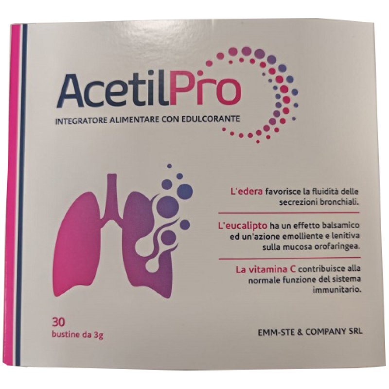 Acetil Pro Integratore 30 Bustine da 3 g per Problemi Respiratori e Muco Denso