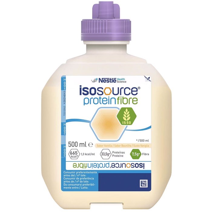 Isosource Protein Fibra Vaniglia 500 ml - alimento iperproteico con fibre a fini medici speciali