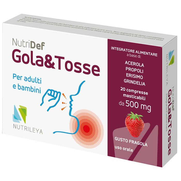 Nutridef Gola e Tosse 20 Compresse Integratore per Benessere della Gola e Sollievo dalla Tosse