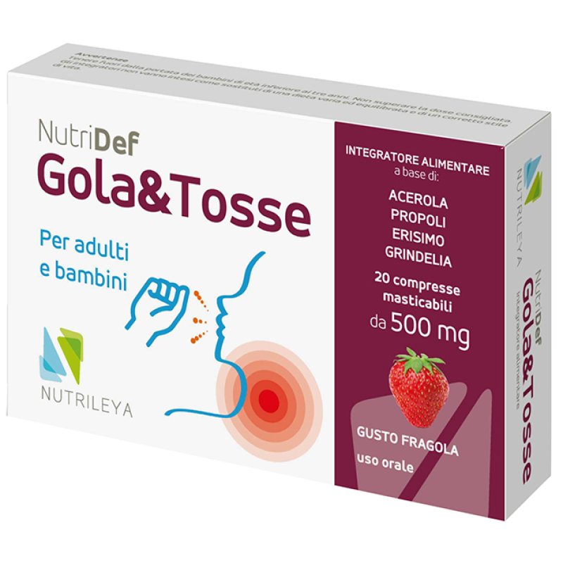 Nutridef Gola e Tosse 20 Compresse Integratore per Benessere della Gola e Sollievo dalla Tosse