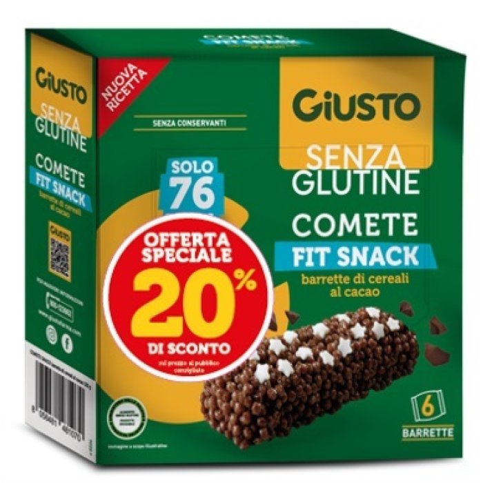 Giusto Comete Snack Senza Glutine 6 x 120 g Merenda Dolce Confezionata