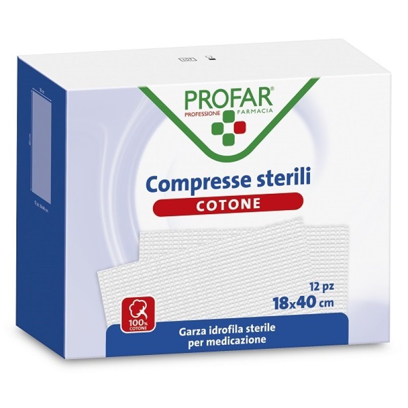 Profar Garza Cotone 18x40 cm 12 Pezzi Compresse Sterili per Medicazione