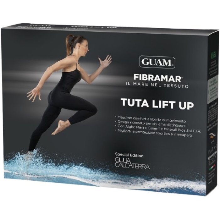 GUAM FIBRAMAR Tuta Snellente e Modellante Donna con Alghe Marine Attive, Tessuto Emana, Colore Nero, Taglia M/L