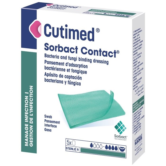 Cutimed Sorbact Contour 7x9 cm 5 pezzi - medicazione antibatterica per ferite