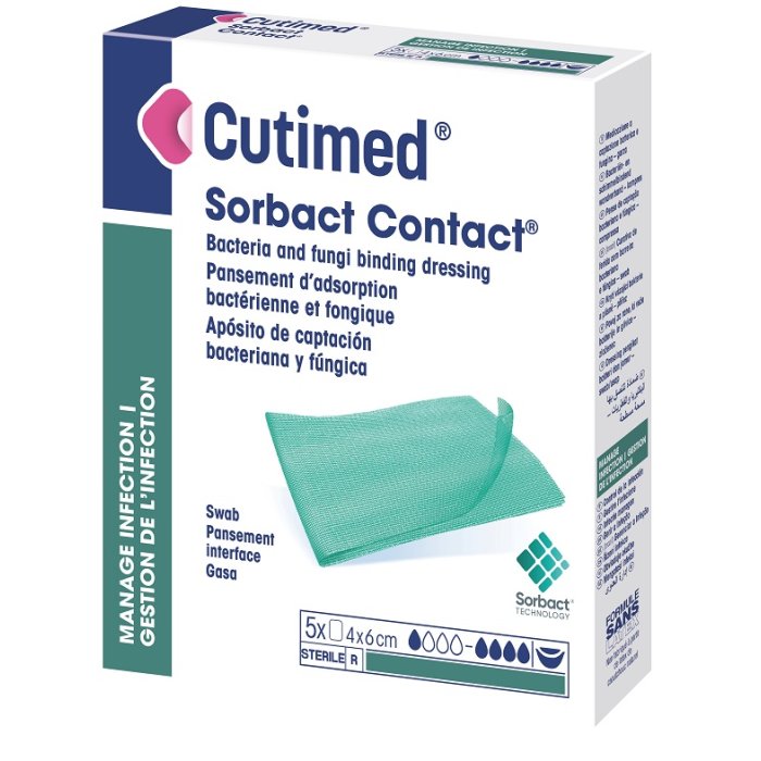 Cutimed Sorbact Contour 4x6 cm 5 pezzi - medicazione antimicrobica per piccole ferite