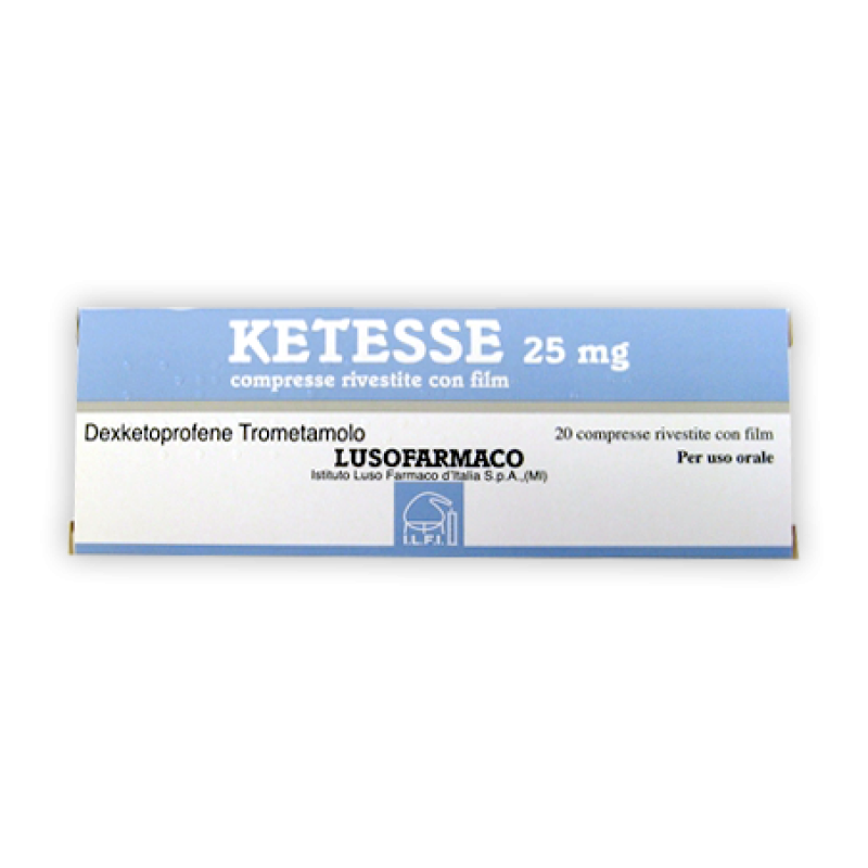 Ketesse 25 milligrammi 20 compresse rivestite antidolorifico antinfiammatorio a base di dexketoprofene per il sollievo del dolore acuto