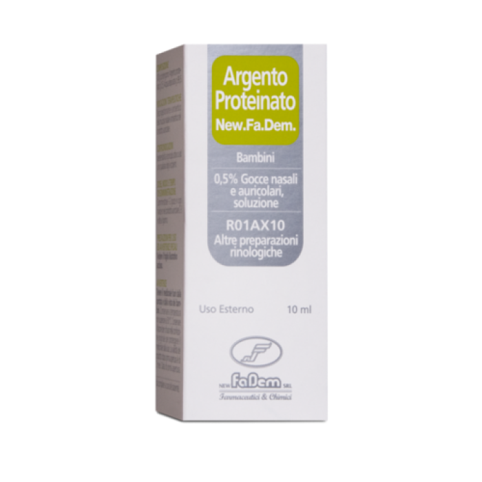 Argento Proteinato New Fa.Dem. 0,5% Gocce Nasali e Auricolari per Bambini Decongestionante e Antisettico 10ml
