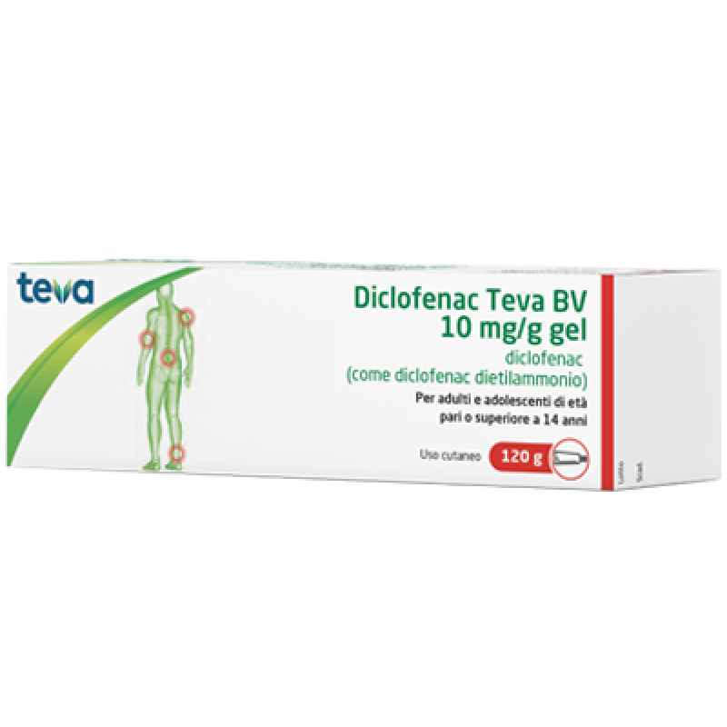 Diclofenac Gel Teva 10 Milligrammi per Grammo Tubo 120 Grammi Antinfiammatorio per Dolori Muscolari e Articolari