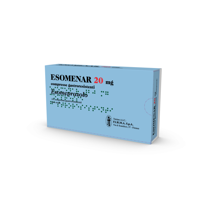 Esomenar 20 milligrammi 14 compresse per reflusso gastroesofageo, bruciore di stomaco e acidità