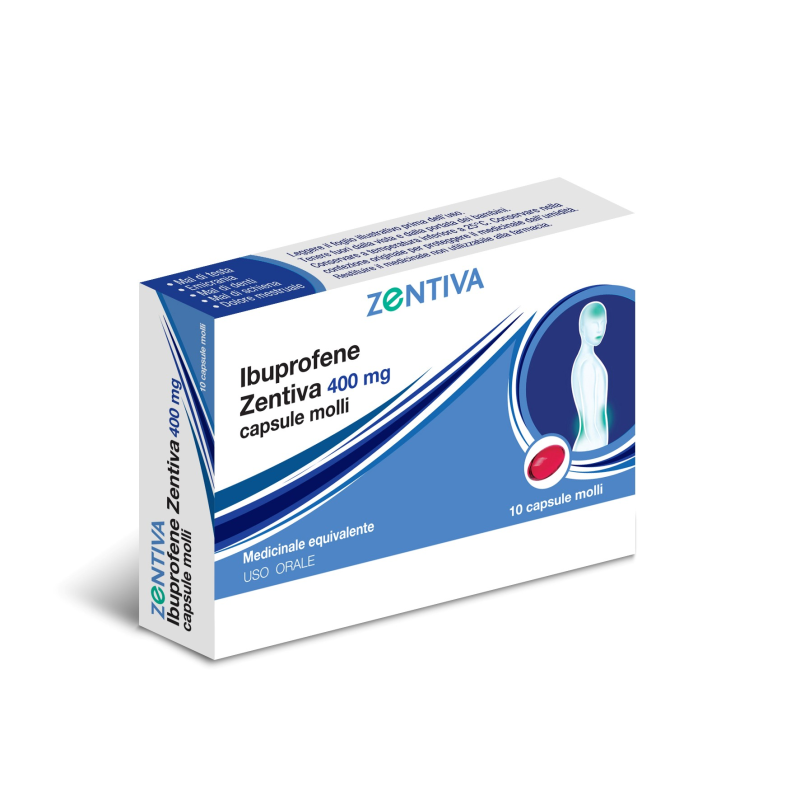 Ibuprofene 400 mg 10 Capsule Antidolorifico Antinfiammatorio per Dolori Muscolari Mal di Testa e Febbre