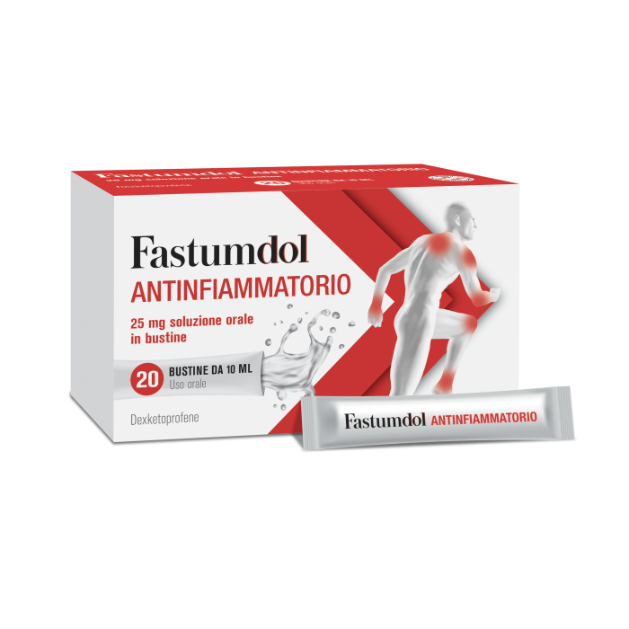 Menarini Fastumdol Antifiammatorio 25mg Dexketoprofene Granulato per Soluzione Orale Antidolorifico 20 Bustine